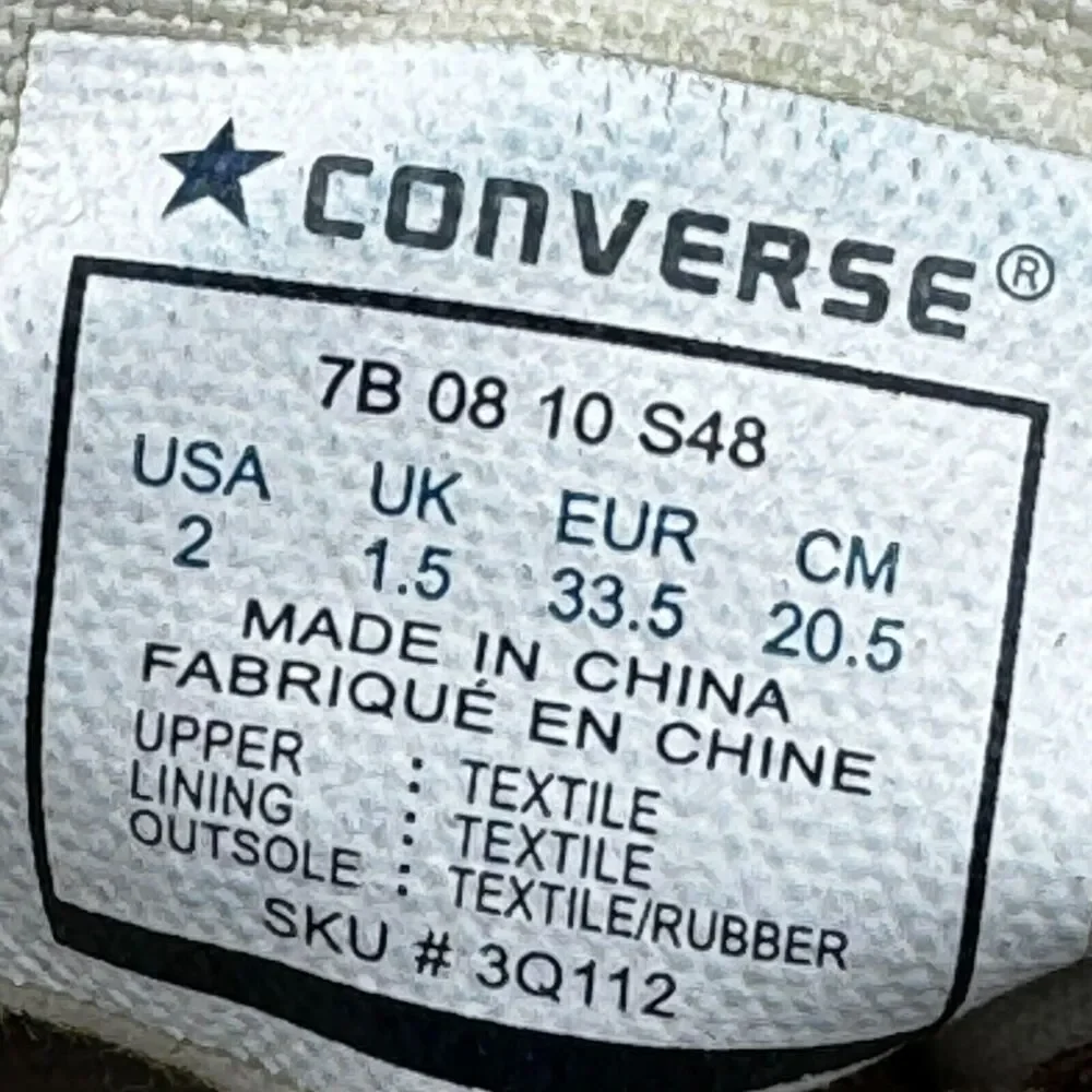 CONVERSE All Star Kids size 2 Brown white Lace Up Low cut top Sneakers‎ Shoes